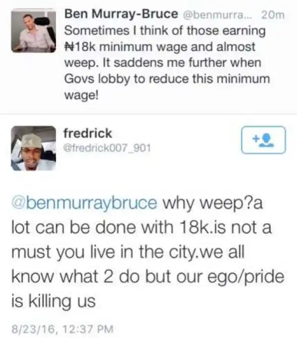 Between Ben Murray-Bruce and a Twitter user
